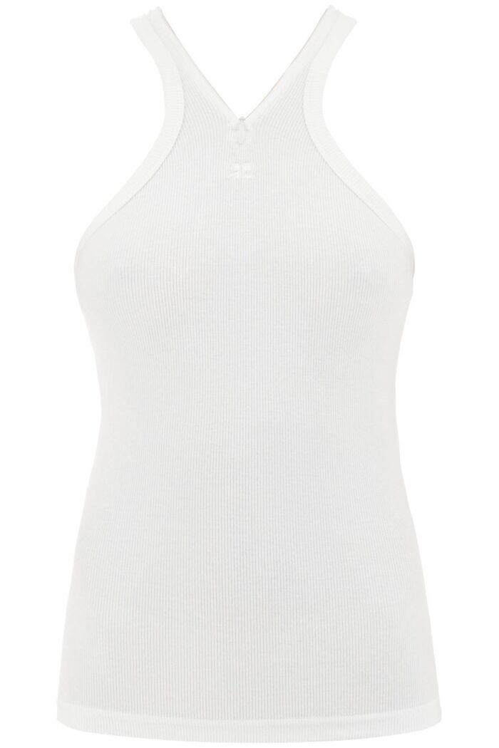 COURREGES Ribbed Tank Top With Zipper On The Neckline