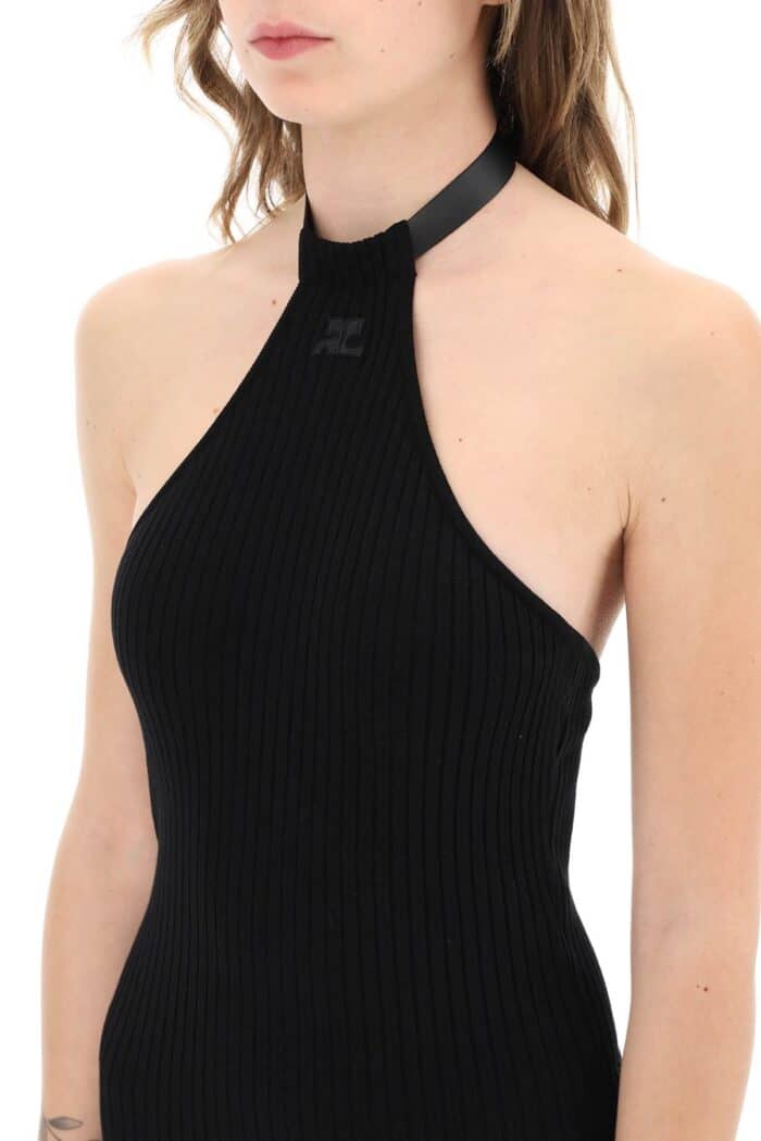 Courreges Sheath Midi Dress In Rib Knit