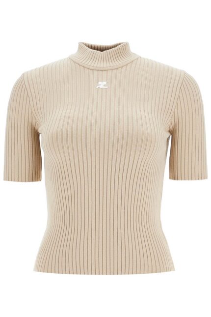 COURREGES Short-sleeved Ribbed Re-e