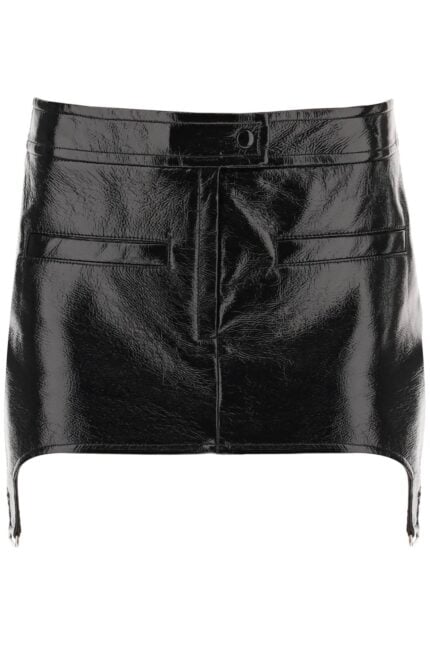 Courreges Vinyl Effect Mini Skirt With Suspenders