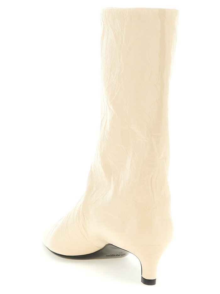 JIL SANDER Craquelé Leather Ankle Boots