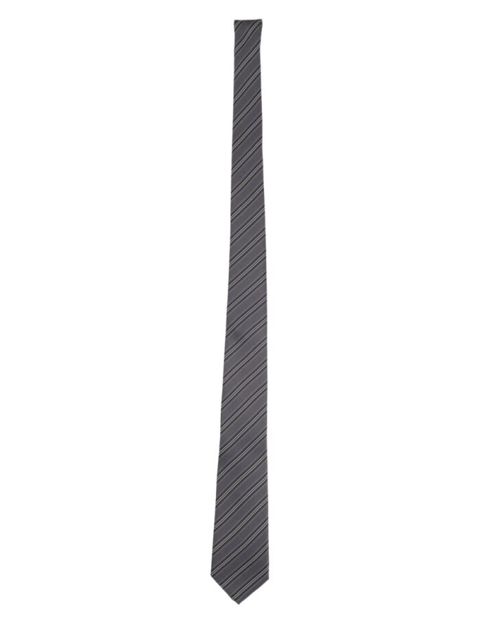 saint laurent cravatta a righe in jacquard di seta Saint Laurent Cravatta A Righe In Jacquard Di Seta