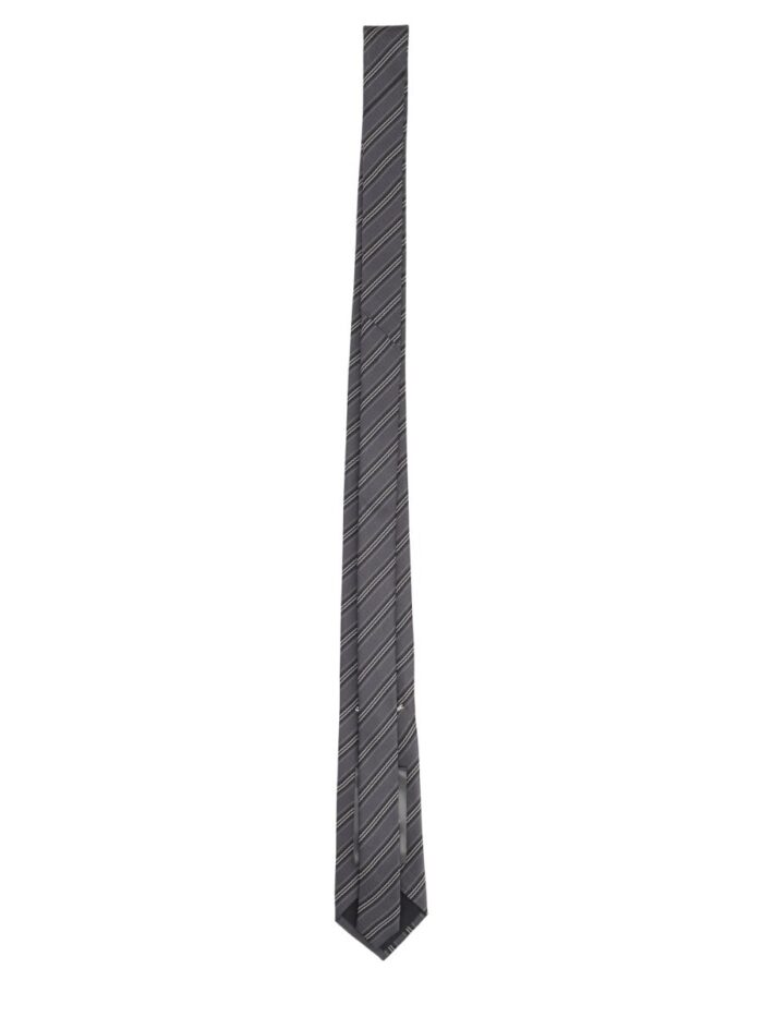 Saint Laurent Cravatta A Righe In Jacquard Di Seta