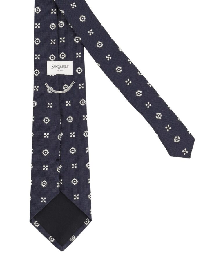Saint Laurent Cravatta In Jacquard Di Seta