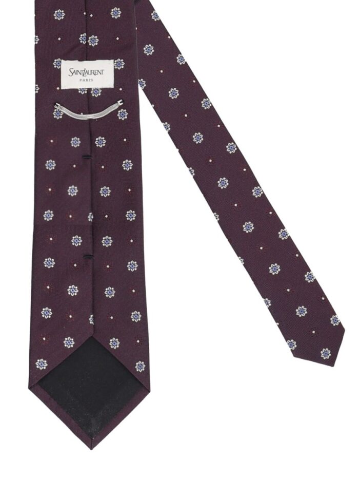 Saint Laurent Cravatta In Jacquard Di Seta