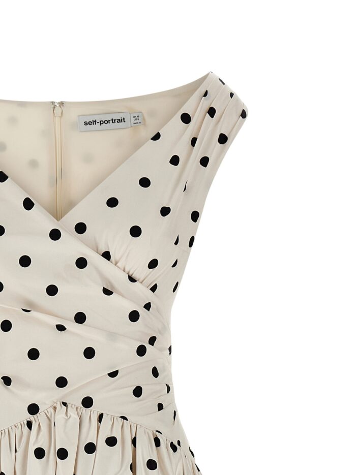 SELF PORTRAIT 'Cream Polka Dot Cotton Midi' Dress