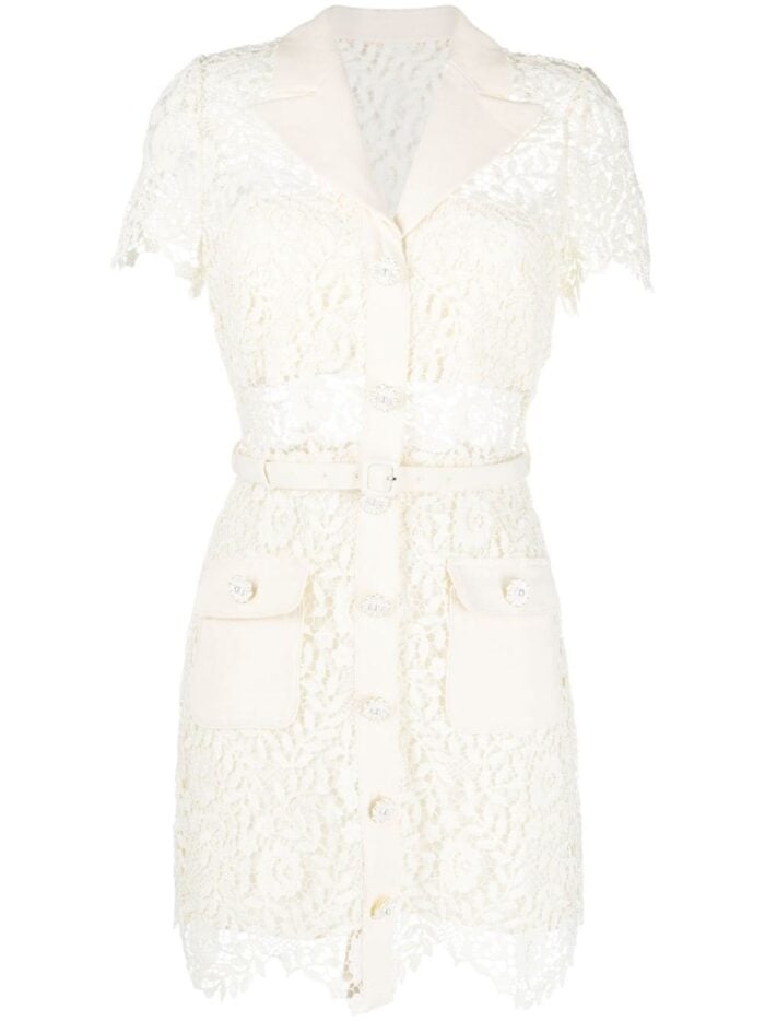 Cream Rose Lace Mini Dress