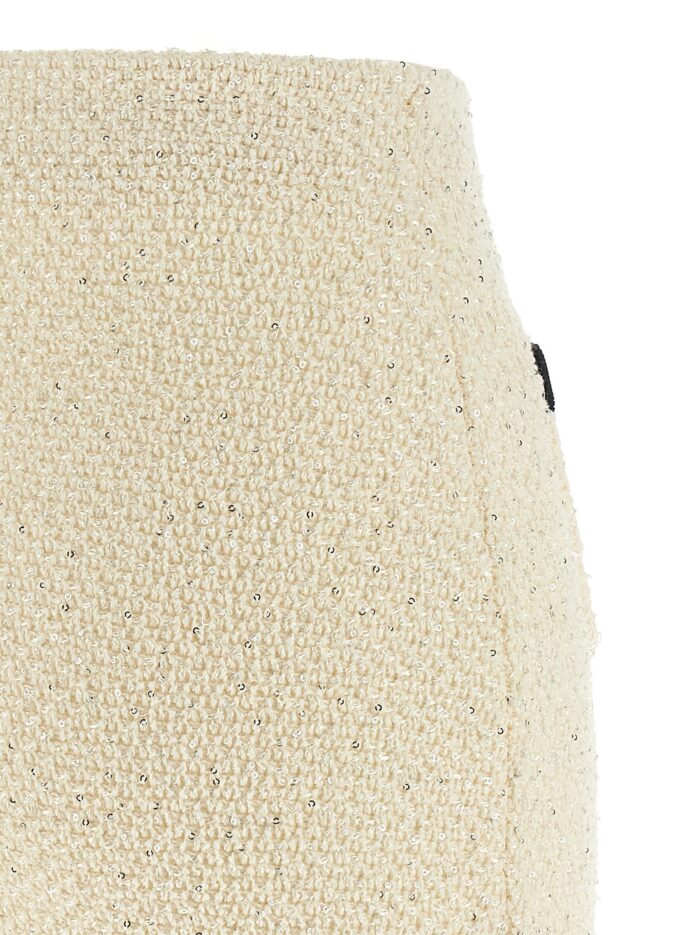 SELF PORTRAIT 'Cream Sequin Knit Mini' Skirt