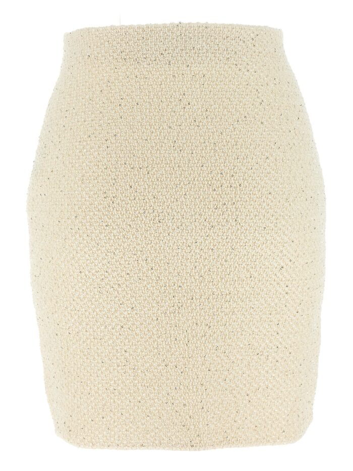 SELF PORTRAIT 'Cream Sequin Knit Mini' Skirt