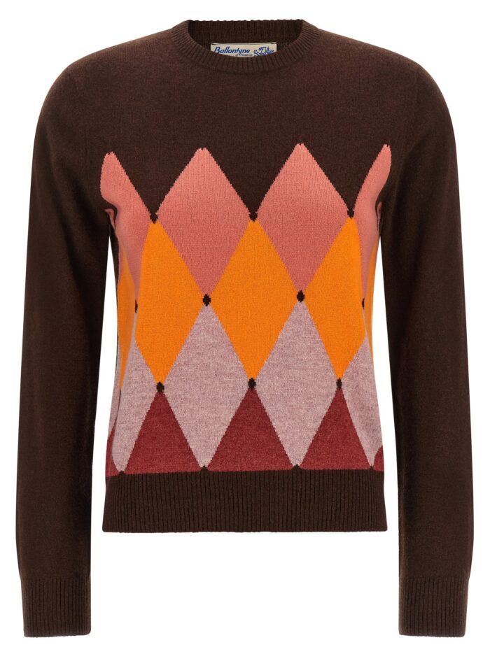 ballantyne crewneck sweater with diamond intarsia Ballantyne Crewneck Sweater With Diamond Intarsia
