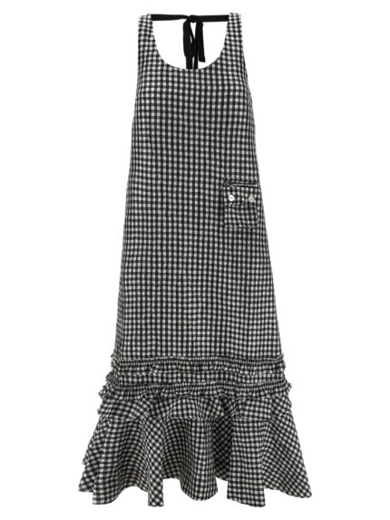 GANNI 'Crinkled Check Long' Dress