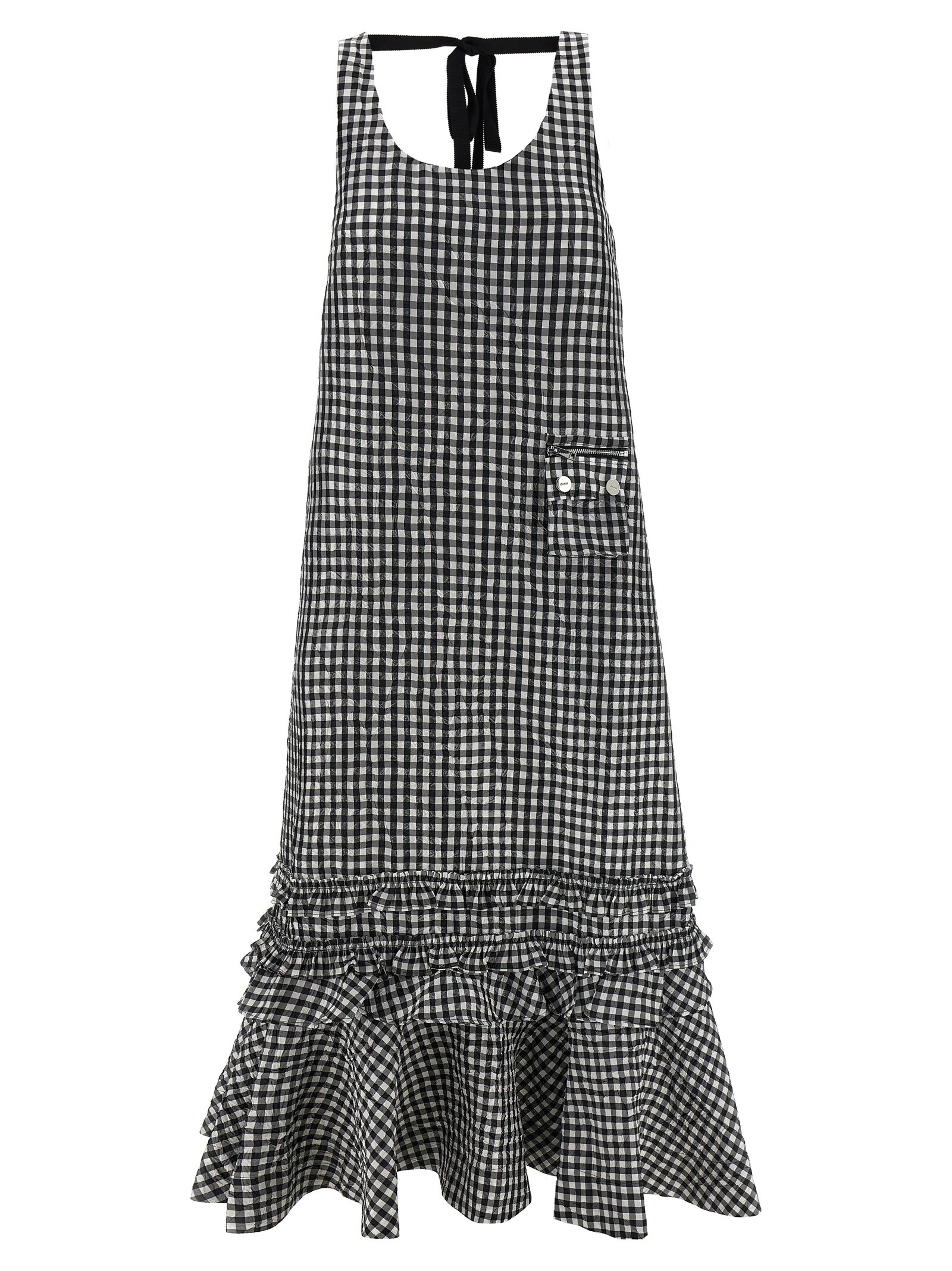 GANNI 'Crinkled Check Long' Dress