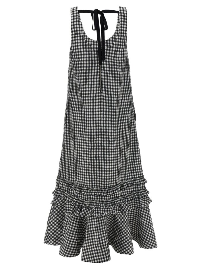 GANNI 'Crinkled Check Long' Dress