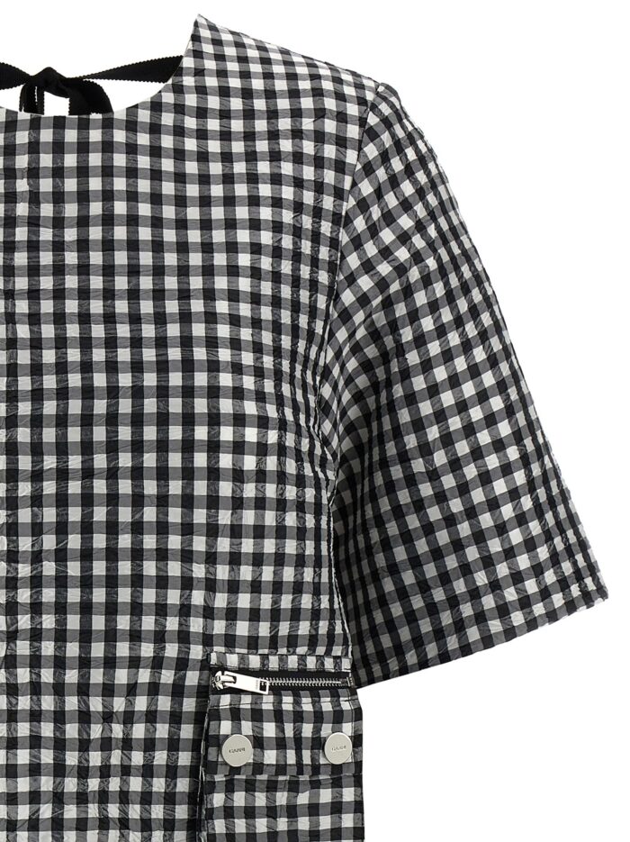 GANNI 'Crinkled Check Mini' Dress