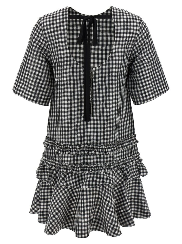 GANNI 'Crinkled Check Mini' Dress