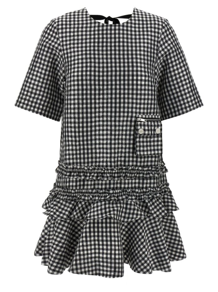 ganni 'crinkled check mini' dress GANNI 'Crinkled Check Mini' Dress