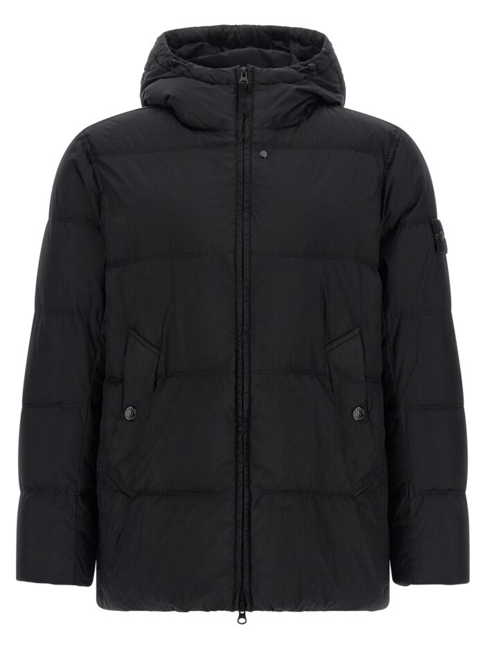 stone island crinkled effect down jacket Stone Island Crinkled-effect Down Jacket