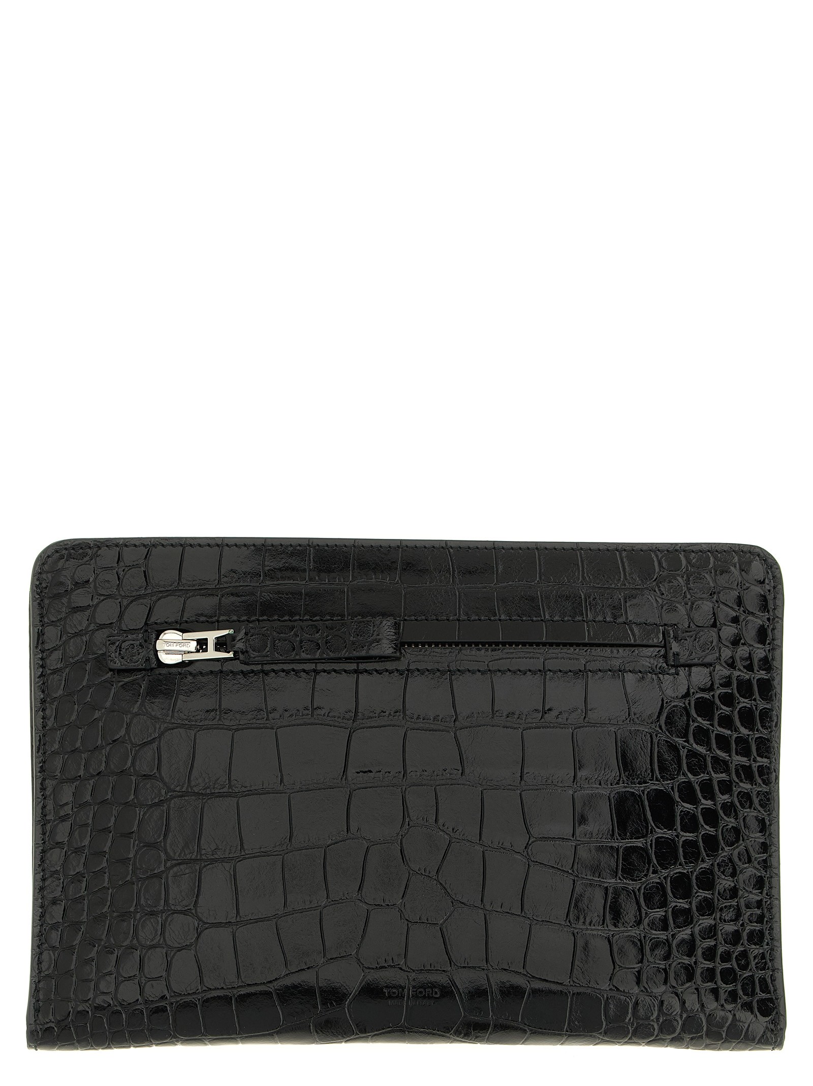 TOM FORD Croc Print Leather Clutch Bag