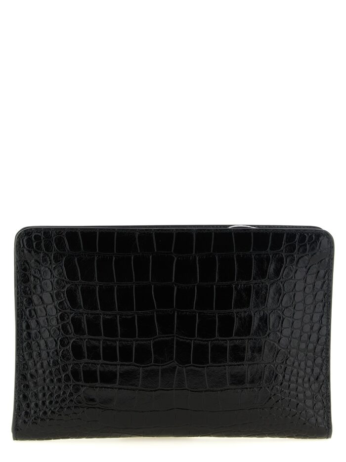 TOM FORD Croc Print Leather Clutch Bag
