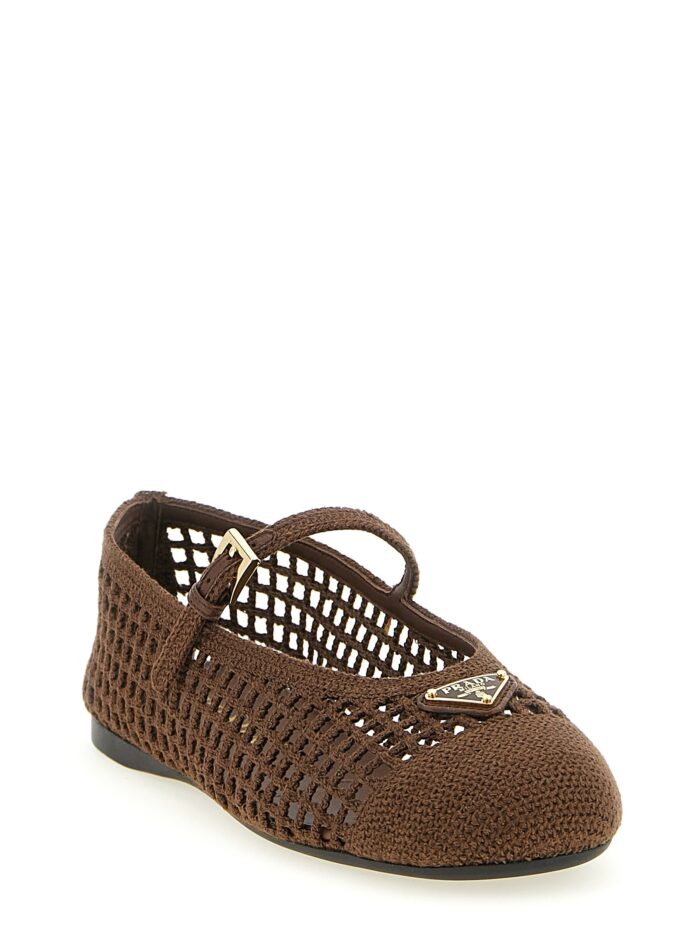 PRADA Crochet Cotton Ballet Flats