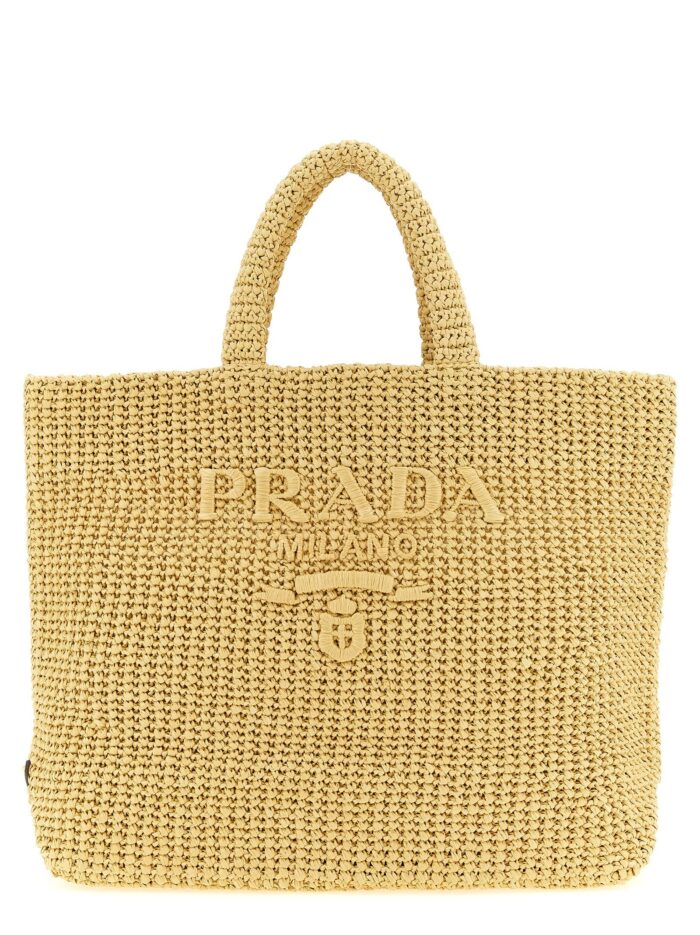 prada crochet raffia shopping bag PRADA Crochet Raffia Shopping Bag