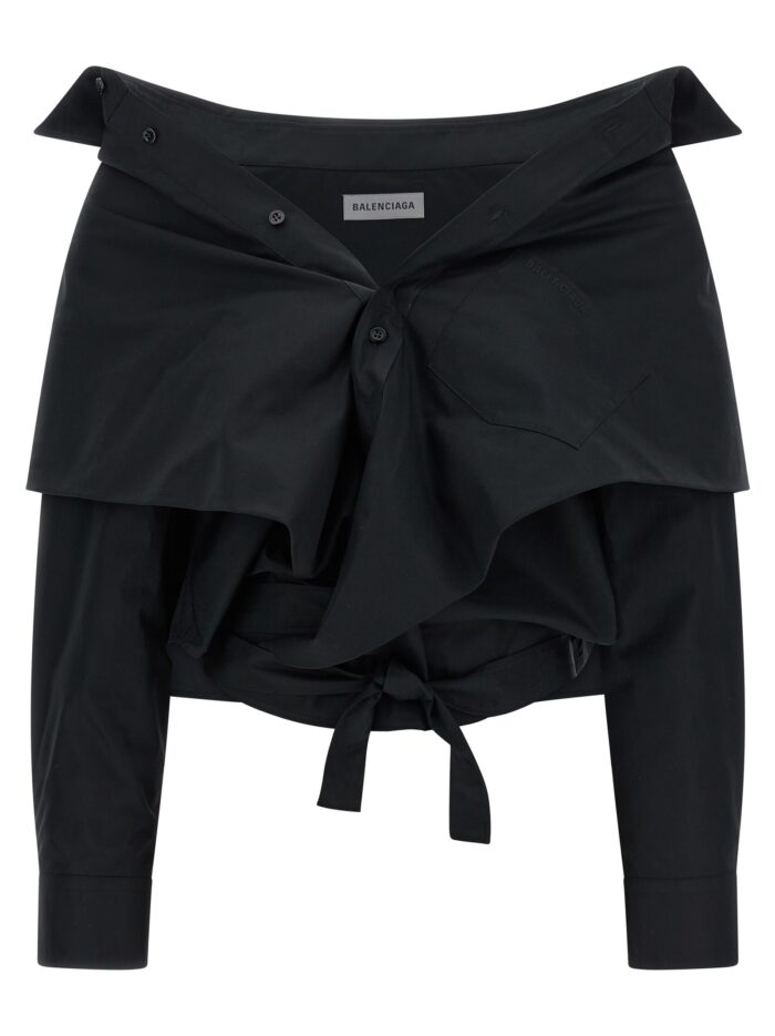 balenciaga crop shirt off the shoulder Balenciaga Crop Shirt Off The Shoulder