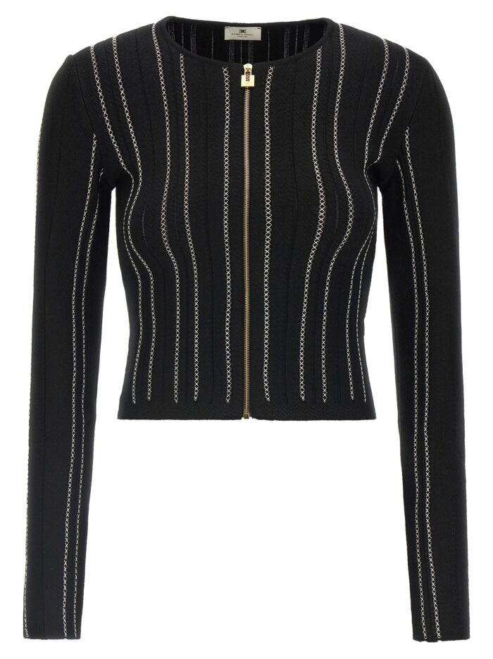 elisabetta franchi cropped knit cardigan Elisabetta Franchi Cropped Knit Cardigan