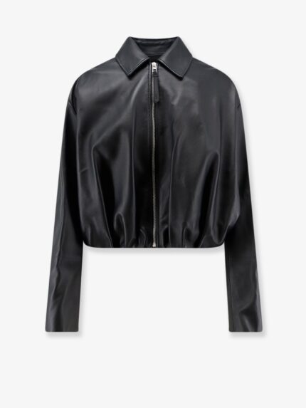 LOEWE Cropped Leather Jacket With Back Logo Patch