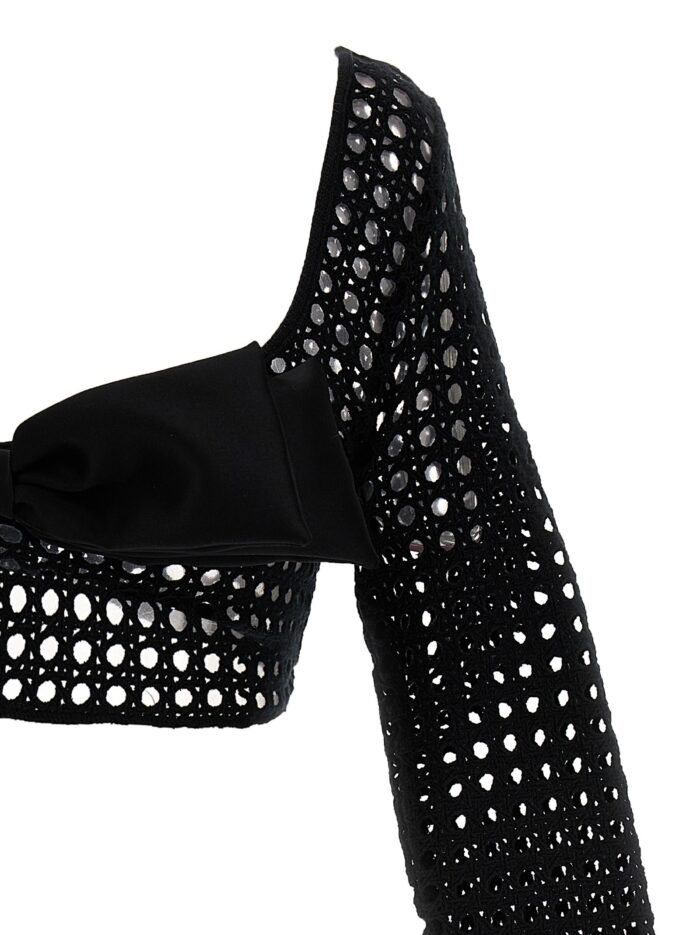 GIAMBATTISTA VALLI Cropped Macramé Bow Top