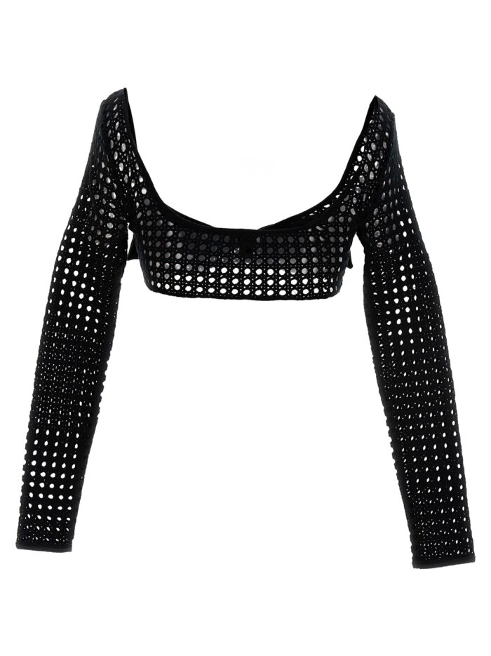 GIAMBATTISTA VALLI Cropped Macramé Bow Top