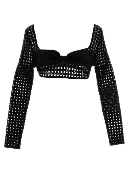 GIAMBATTISTA VALLI Cropped Macramé Bow Top