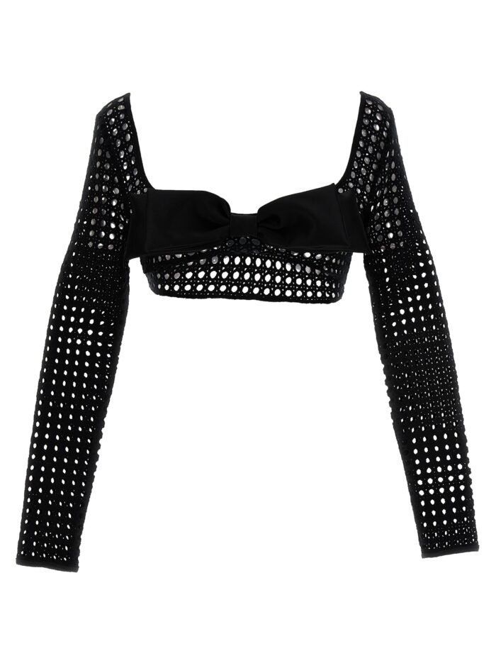 giambattista valli cropped macramé bow top GIAMBATTISTA VALLI Cropped Macramé Bow Top