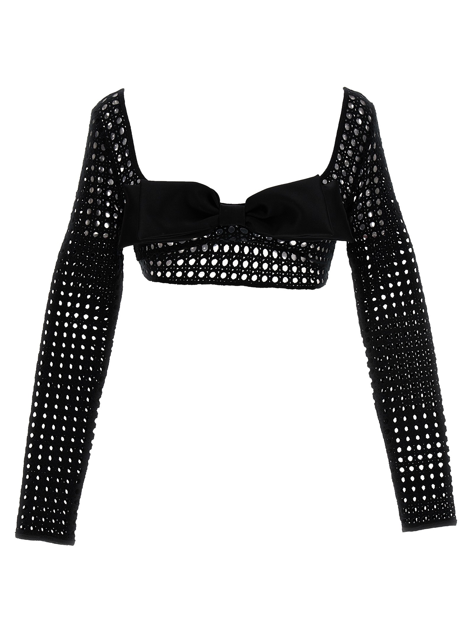 GIAMBATTISTA VALLI Cropped Macramé Bow Top