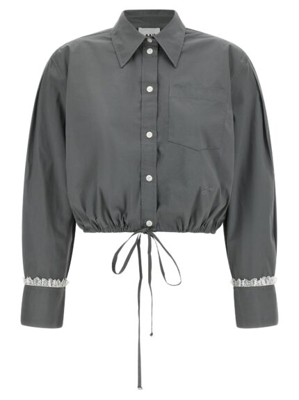 GANNI Cropped Shirt With Lace