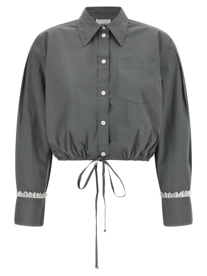ganni cropped shirt with lace GANNI Cropped Shirt With Lace