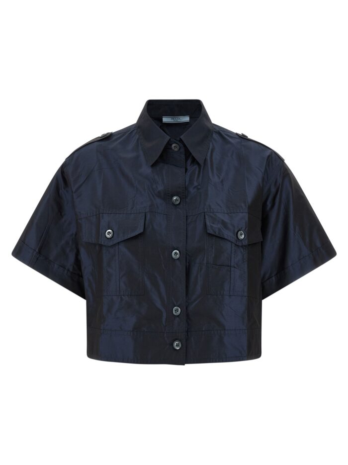 prada cropped taffeta shirt PRADA Cropped Taffeta Shirt