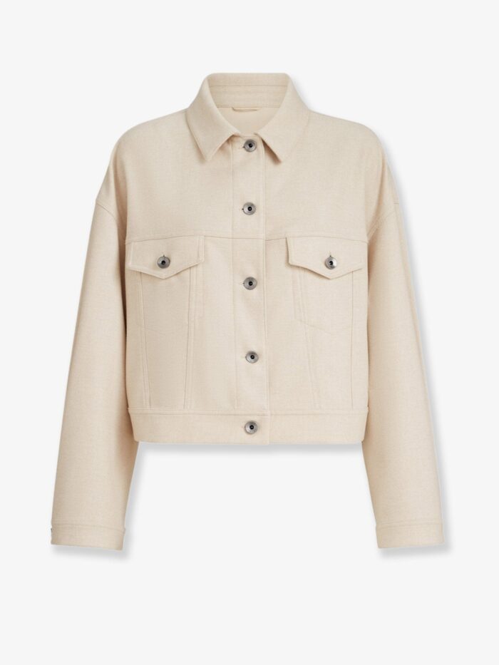 Brunello Cucinelli Cropped Wool Jacket With Monili Profile