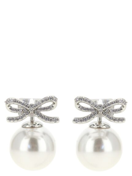 SELF PORTRAIT 'Crystal Bow Pearl Back' Earrings