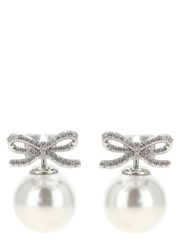 self portrait 'crystal bow pearl back' earrings SELF PORTRAIT 'Crystal Bow Pearl Back' Earrings
