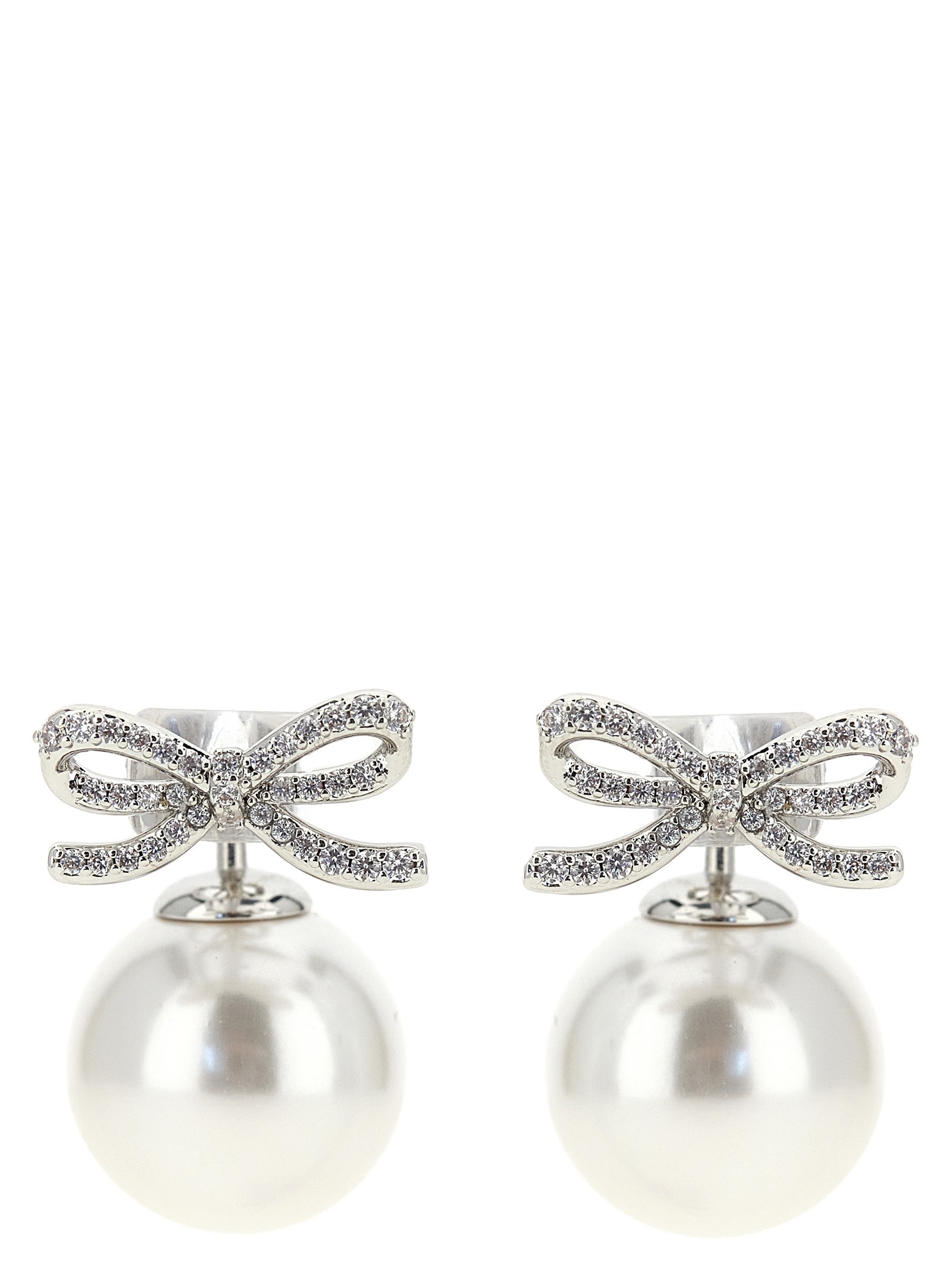 SELF PORTRAIT 'Crystal Bow Pearl Back' Earrings