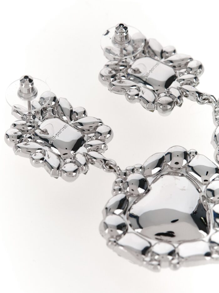 SELF PORTRAIT 'Crystal Pearl Tiered Heart' Earrings