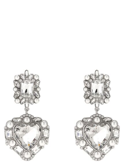 SELF PORTRAIT 'Crystal Pearl Tiered Heart' Earrings