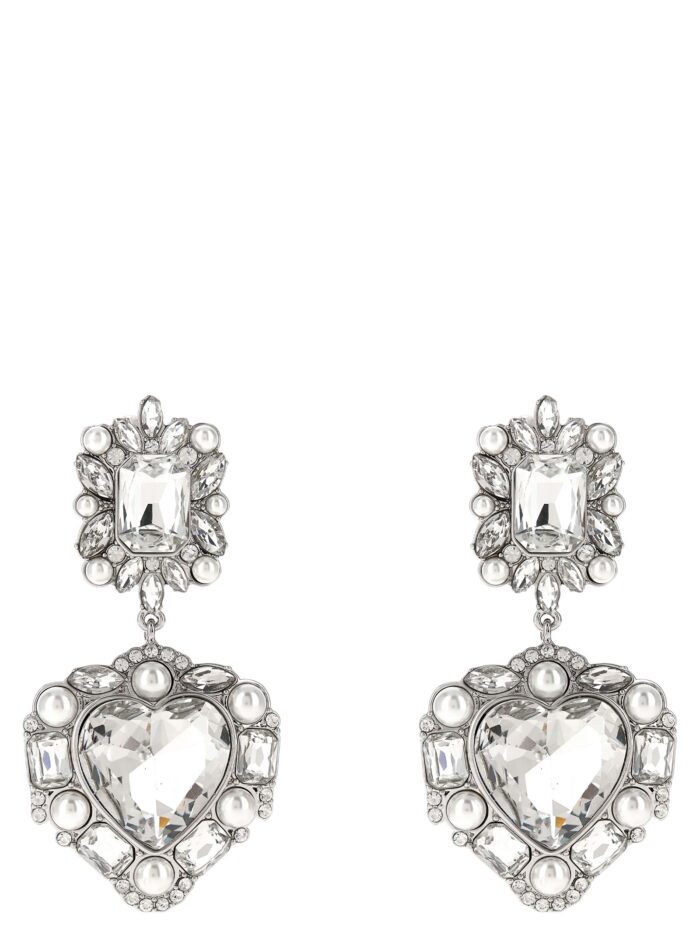 SELF PORTRAIT 'Crystal Pearl Tiered Heart' Earrings