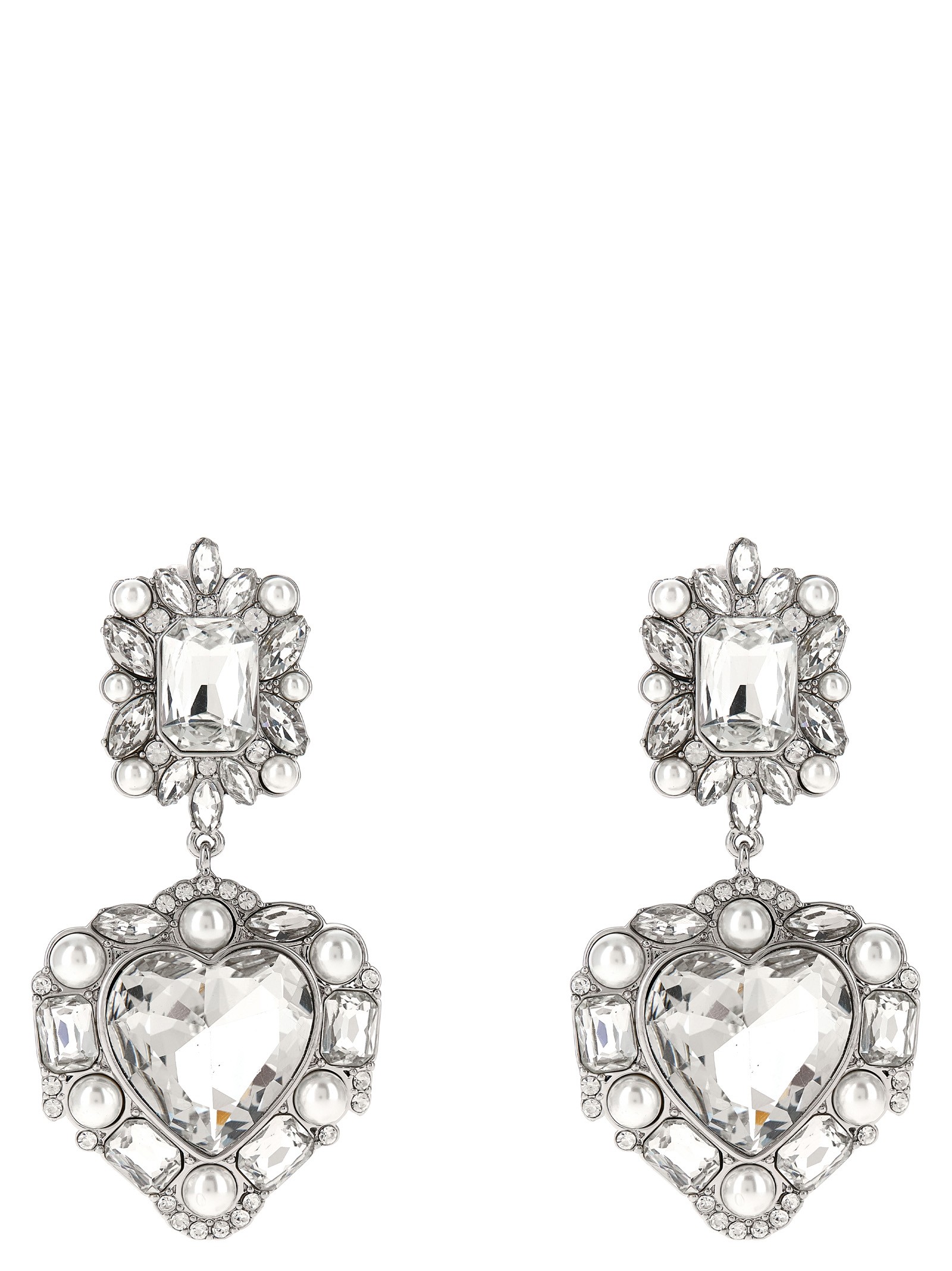 SELF PORTRAIT 'Crystal Pearl Tiered Heart' Earrings