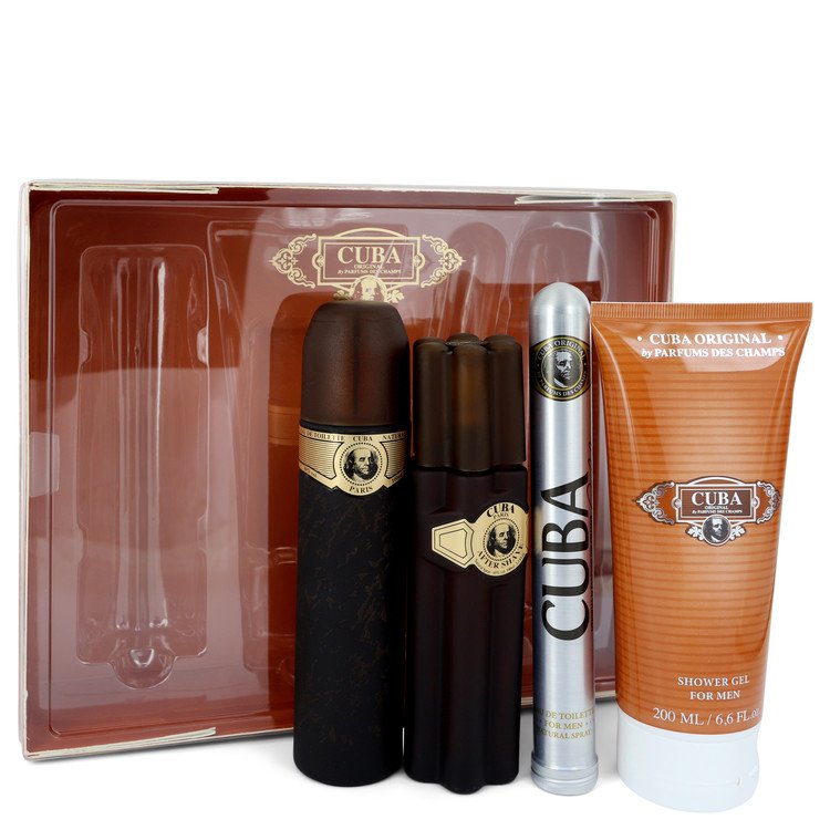 Cuba Gold By Fragluxe - Gift Set -- 3.3 Oz Eau De Toilette Spray + 1.17 Oz Eau De Toilette Spray + 3.3 Oz After Shave + 6.7 Oz Shower Gel