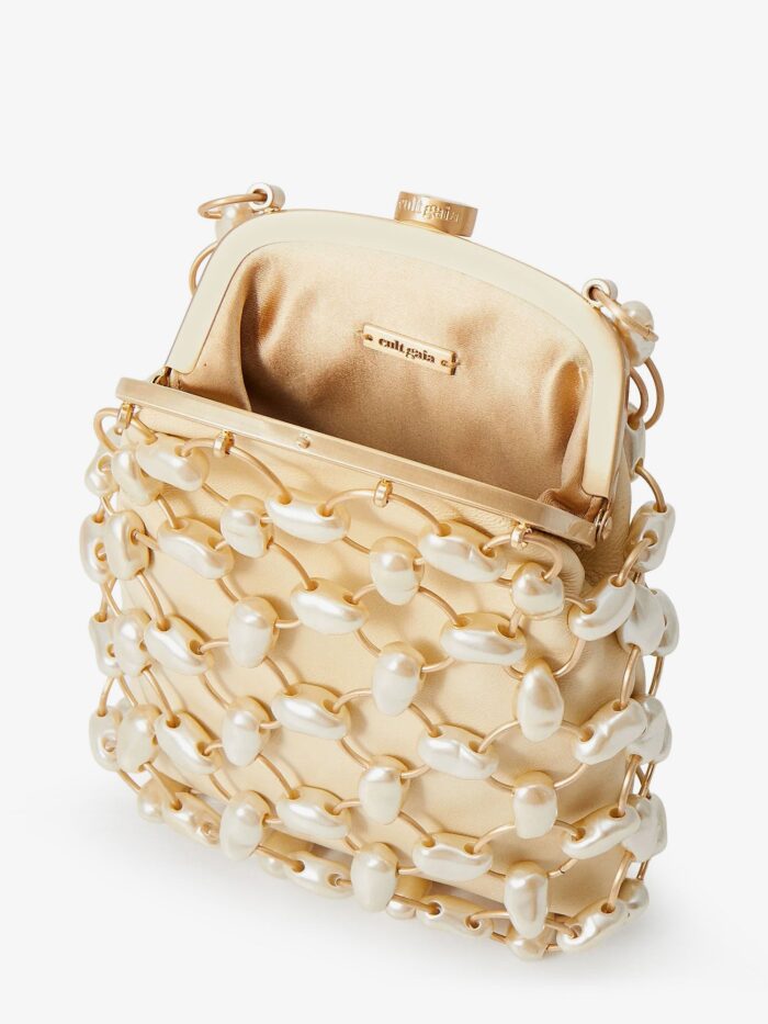 CULT GAIA Brielle Wristlet Leather Handbag With All-over Pearl Detail