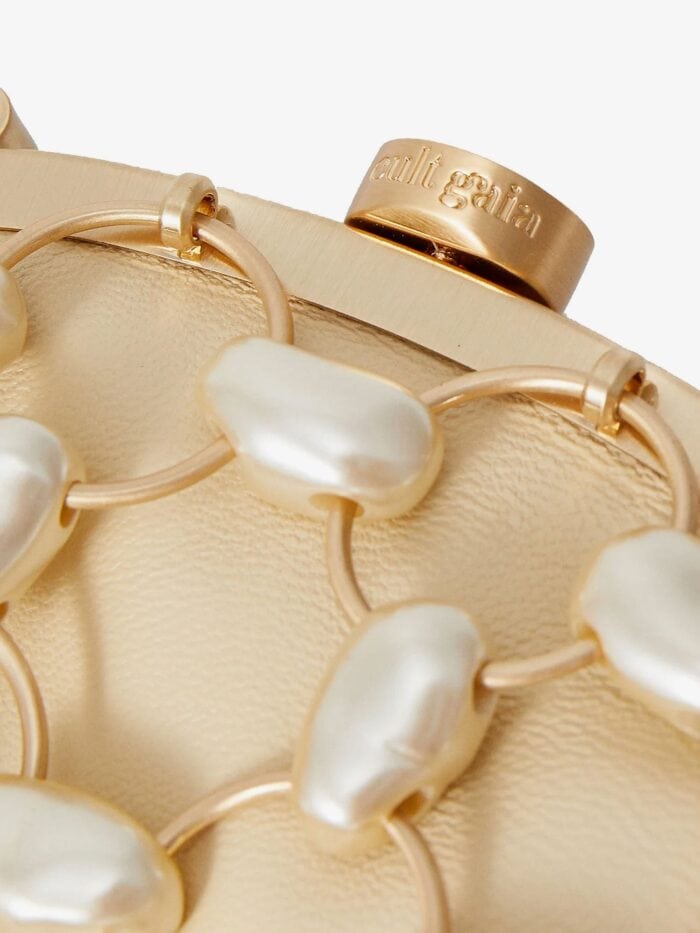 CULT GAIA Brielle Wristlet Leather Handbag With All-over Pearl Detail