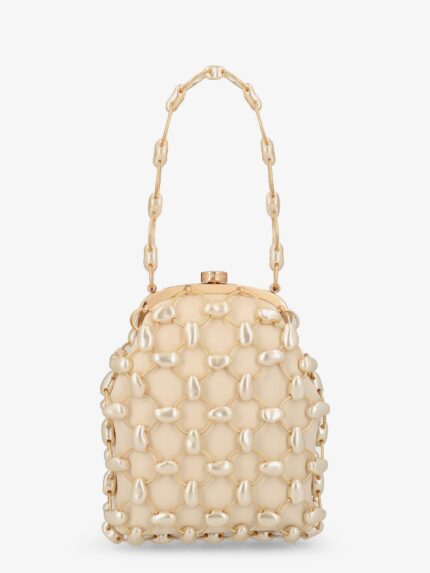 CULT GAIA Brielle Wristlet Leather Handbag With All-over Pearl Detail