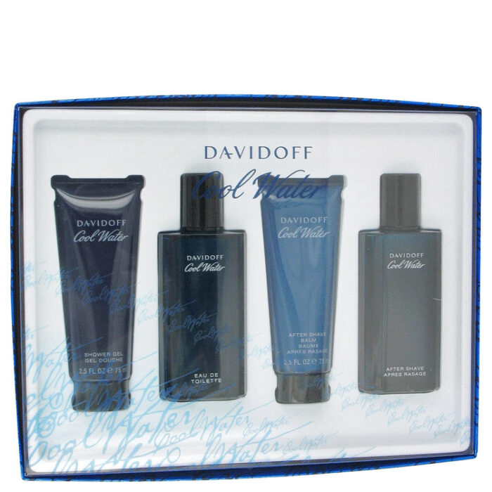 Cool Water By Davidoff - Gift Set -- 2.5 Oz Eau De Toilette Spray + 2.5 Oz After Shave Balm + 2.5 Oz Shower Gel + 2.5 Oz After Shave Splash - Image 1