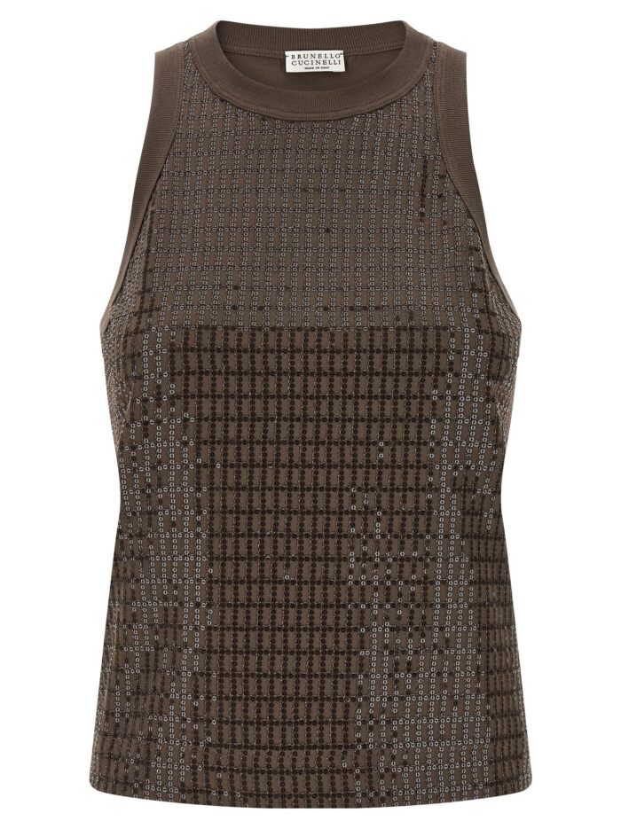brunello cucinelli 'dazzling check embroidery' top Brunello Cucinelli 'Dazzling Check Embroidery' Top
